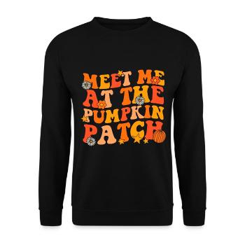 Meet me at the pumpkin patch groovy fall - Unisex Sweatshirt - black - Front - Alina (178cm) & Michal (187cm)