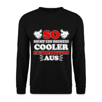 Feuerwehrmann Lustiger Spruch Feuerwehr Geschenk - Unisex Pullover - Schwarz - Vorne - Alina (178cm) & Michal (187cm)