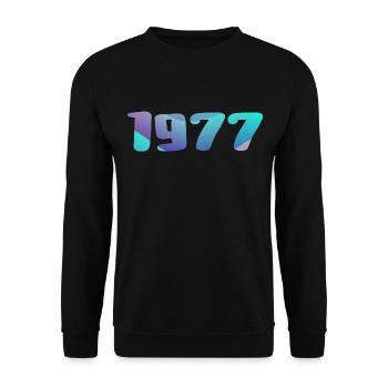 1977 Geburtstagsgeschenk Jahrgang 1977 Retro 1977 - Unisex Pullover - Schwarz - Vorne - Alina (178cm) & Michal (187cm)