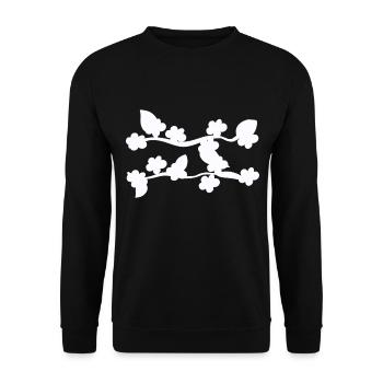 leaf leaves line nature shape branch plants - Unisex Sweatshirt - black - Front - Alina (178cm) & Michal (187cm)