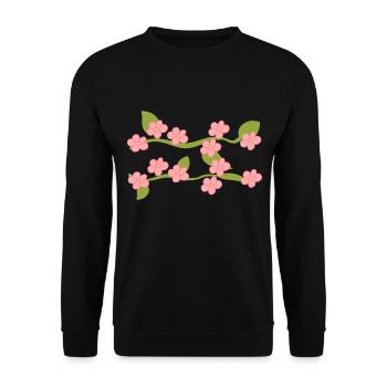 fleurs rose ligne branche plantes nature - Sweat-shirt Unisexe - noir - Devant - Alina (178cm) & Michal (187cm)