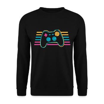 Gamepad Joystick Controller Bunt Gamer - Unisex Pullover - Schwarz - Vorne - Alina (178cm) & Michal (187cm)