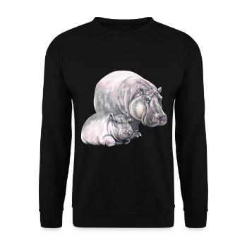 Hippo hippo-hippopotame t-shirt idée cadeau - Sweat-shirt Unisexe - noir - Devant - Alina (178cm) & Michal (187cm)
