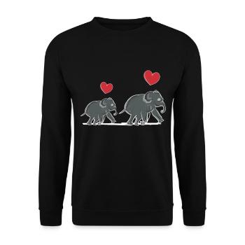 elephant family mother baby heart animal symbol - Unisex Sweatshirt - black - Front - Alina (178cm) & Michal (187cm)