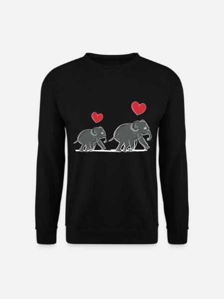 elefant familie mutter baby herz tier symbol - Unisex Pullover - Schwarz