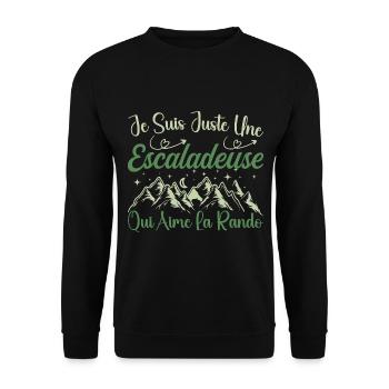 Escaladeuse aventurier passionnée de Randonnée - Sweat-shirt Unisexe - noir - Devant - Alina (178cm) & Michal (187cm)
