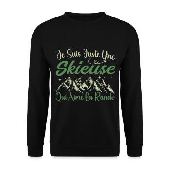 Skieuse aventurier passionnée de Randonnée cadeau - Sweat-shirt Unisexe - noir - Devant - Alina (178cm) & Michal (187cm)