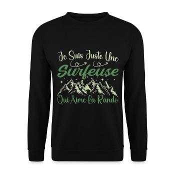 Surfeuse aventurier passionnée de Randonnée cadeau - Sweat-shirt Unisexe - noir - Devant - Alina (178cm) & Michal (187cm)
