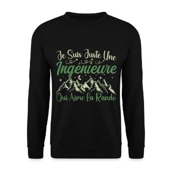 Ingénieure aventurier passionnée de Randonnée - Sweat-shirt Unisexe - noir - Devant - Alina (178cm) & Michal (187cm)