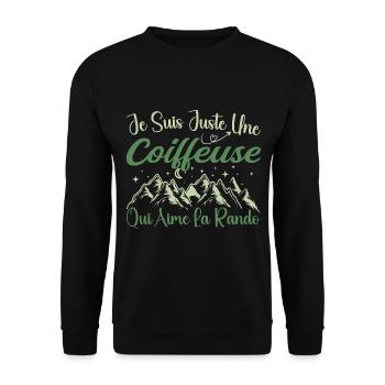 Coiffeuse aventurier passionnée de Randonnée cadea - Sweat-shirt Unisexe - noir - Devant - Alina (178cm) & Michal (187cm)