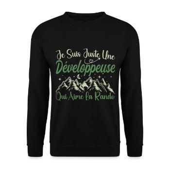 Développeuse aventurier passionnée de Randonnée - Sweat-shirt Unisexe - noir - Devant - Alina (178cm) & Michal (187cm)