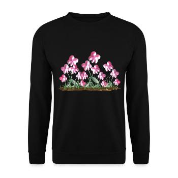 pinke blumen natur symbol pflanzen - Unisex Pullover - Schwarz - Vorne - Alina (178cm) & Michal (187cm)