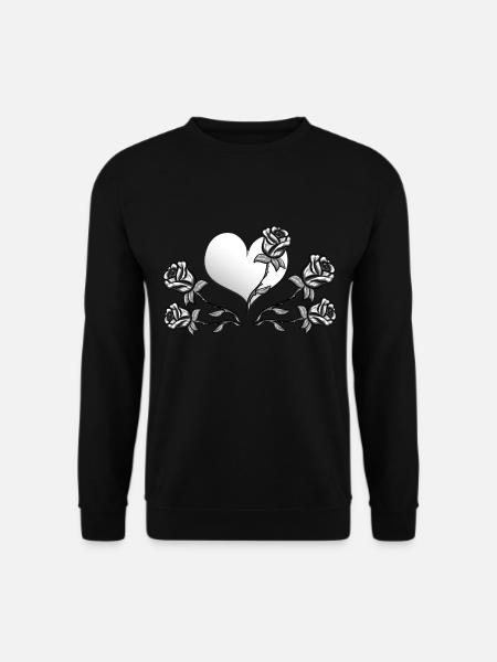 rosen blumen pflanzen herz pflanze - Unisex Pullover - Schwarz