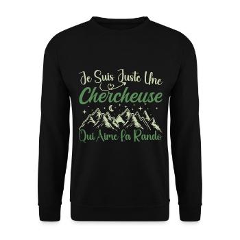 Chercheuse aventurier passionnée de Randonnée - Sweat-shirt Unisexe - noir - Devant - Alina (178cm) & Michal (187cm)