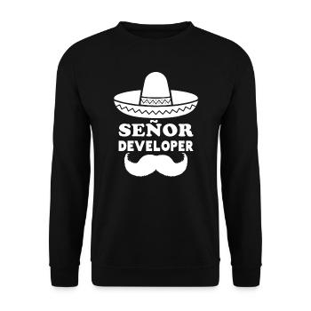 Développeur Señor | Blagues sur le nerd et le programmeur - Sweat-shirt Unisexe - noir - Devant - Alina (178cm) & Michal (187cm)