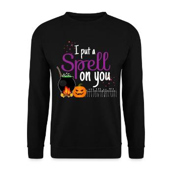 I Put A Spell On You - Halloween Zauberei Fluch - Unisex Pullover - Schwarz - Vorne - Alina (178cm) & Michal (187cm)
