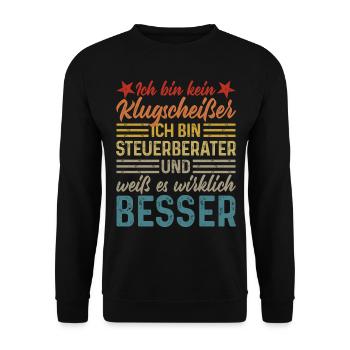 kein Klugscheißer lustige Sprüche Steuerberater - Unisex Pullover - Schwarz - Vorne - Alina (178cm) & Michal (187cm)