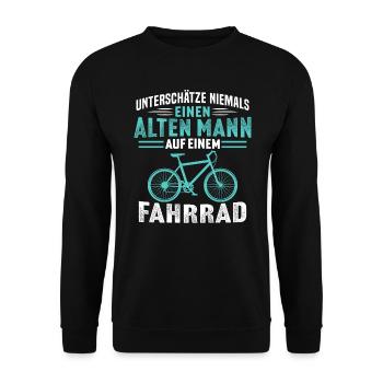 Alten mann auf einem fahrrad - Unisex Pullover - Schwarz - Vorne - Alina (178cm) & Michal (187cm)