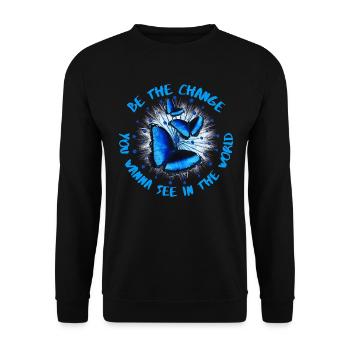 be the change you wanna see in the world butterfly - Unisex Pullover - Schwarz - Vorne - Alina (178cm) & Michal (187cm)