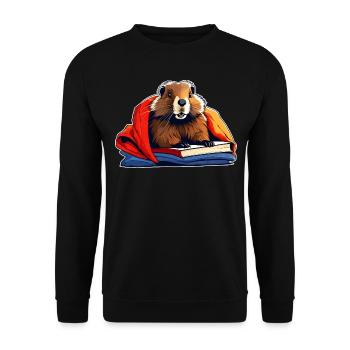 Cute groundhog reading is like dreaming - Unisex Sweatshirt - black - Front - Alina (178cm) & Michal (187cm)