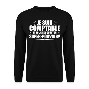 I am an accountant. What's your superpower? - Unisex Sweatshirt - black - Front - Alina (178cm) & Michal (187cm)