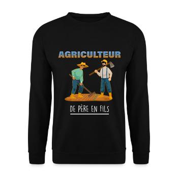 Farmer from father to son - Unisex Sweatshirt - black - Front - Alina (178cm) & Michal (187cm)