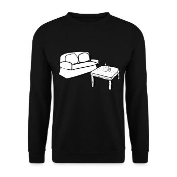 Wohnen Symbol Tisch Sofa Wohnzimmer - Unisex Pullover - Schwarz - Vorne - Alina (178cm) & Michal (187cm)