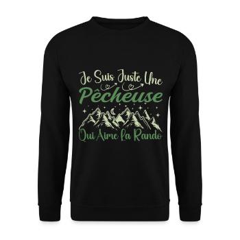 Pêcheuse aventurier passionnée de Randonnée cadeau - Sweat-shirt Unisexe - noir - Devant - Alina (178cm) & Michal (187cm)