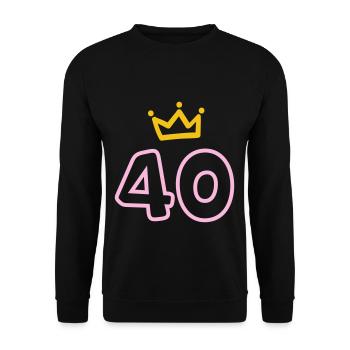 40. Geburtstag Krone Geschenk - Unisex Pullover - Schwarz - Vorne - Alina (178cm) & Michal (187cm)