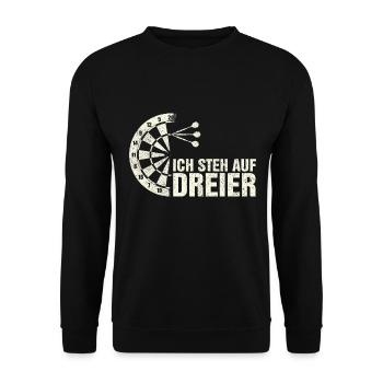 Ich Steh Auf Dreier I Triple 20 Dartscheibe Dart - Unisex Pullover - Schwarz - Vorne - Alina (178cm) & Michal (187cm)