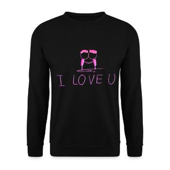 couple pink lovers gay - Unisex Sweatshirt - black - Front - Alina (178cm) & Michal (187cm)