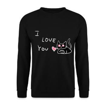 ich liebe dich katze tier - Unisex Pullover - Schwarz - Vorne - Alina (178cm) & Michal (187cm)