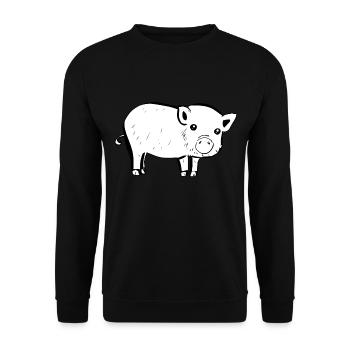 süßes pinkes cartoon Schwein Symbol Tier - Unisex Pullover - Schwarz - Vorne - Alina (178cm) & Michal (187cm)