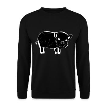 Schwein Symbol Tier Baby kontrast - Unisex Pullover - Schwarz - Vorne - Alina (178cm) & Michal (187cm)