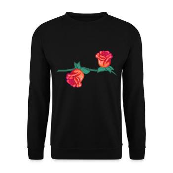 Red plants line flower rose branch natural - Unisex Sweatshirt - black - Front - Alina (178cm) & Michal (187cm)