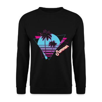 Summer - Sommer Sonne Palmen - Unisex Pullover - Schwarz - Vorne - Alina (178cm) & Michal (187cm)