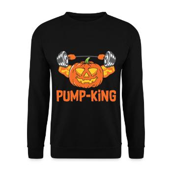 Halloween Bodybuilder Citrouille - Sweat-shirt Unisexe - noir - Devant - Alina (178cm) & Michal (187cm)