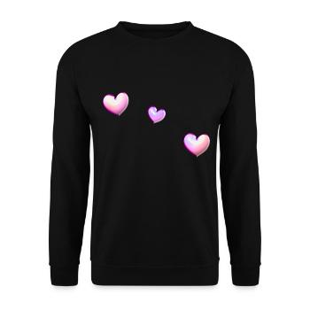 drei pinke herzen symbol liebe - Unisex Pullover - Schwarz - Vorne - Alina (178cm) & Michal (187cm)