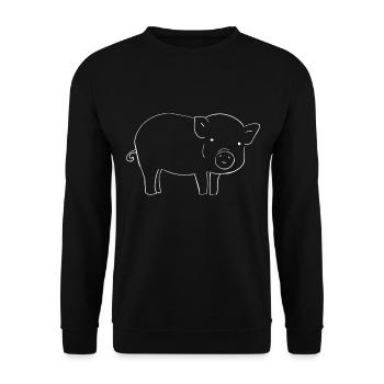 Pig Symbol Animal - Unisex Sweatshirt - black - Front - Alina (178cm) & Michal (187cm)