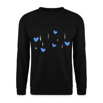 blaue herzen sterne symbol liebe - Unisex Pullover - Schwarz - Vorne - Alina (178cm) & Michal (187cm)
