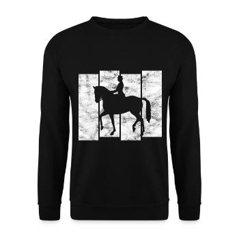 Dressurreiten Dressurreiter Reiten Reiter Pferd - Unisex Pullover - Schwarz - Vorne - Alina (178cm) & Michal (187cm)