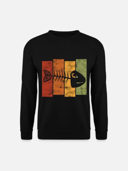 Fischgräte für Angler, Fischer und Kinder | Fische - Unisex Pullover - Schwarz