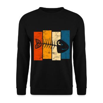 Arête de poisson pour les pêcheurs, les pêcheurs et les enfants | Poissons - Sweat-shirt Unisexe - noir - Devant - Alina (178cm) & Michal (187cm)