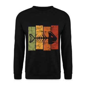 Arête de poisson pour les pêcheurs, les pêcheurs et les enfants | Poissons - Sweat-shirt Unisexe - noir - Devant - Alina (178cm) & Michal (187cm)