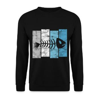 Arête de poisson pour les pêcheurs, les pêcheurs et les enfants | Poissons - Sweat-shirt Unisexe - noir - Devant - Alina (178cm) & Michal (187cm)
