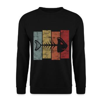 Arête de poisson pour les pêcheurs, les pêcheurs et les enfants | Poissons - Sweat-shirt Unisexe - noir - Devant - Alina (178cm) & Michal (187cm)
