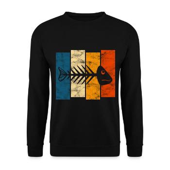 Arête de poisson pour les pêcheurs, les pêcheurs et les enfants | Poissons - Sweat-shirt Unisexe - noir - Devant - Alina (178cm) & Michal (187cm)