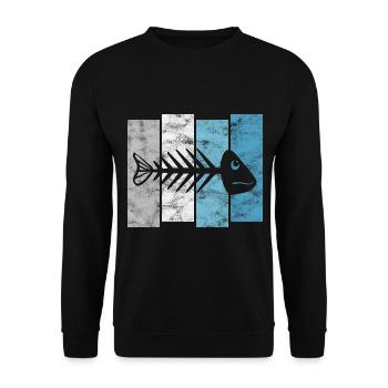 Arête de poisson pour les pêcheurs, les pêcheurs et les enfants | Poissons - Sweat-shirt Unisexe - noir - Devant - Alina (178cm) & Michal (187cm)