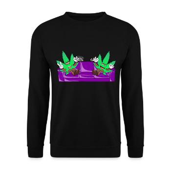 Die Blooms - Weed Cannabis Stoned Couch Chiller - Unisex Pullover - Schwarz - Vorne - Alina (178cm) & Michal (187cm)