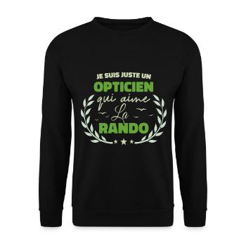 Fier d’être Opticien et Passionné de la Randonnée - Sweat-shirt Unisexe - noir - Devant - Alina (178cm) & Michal (187cm)